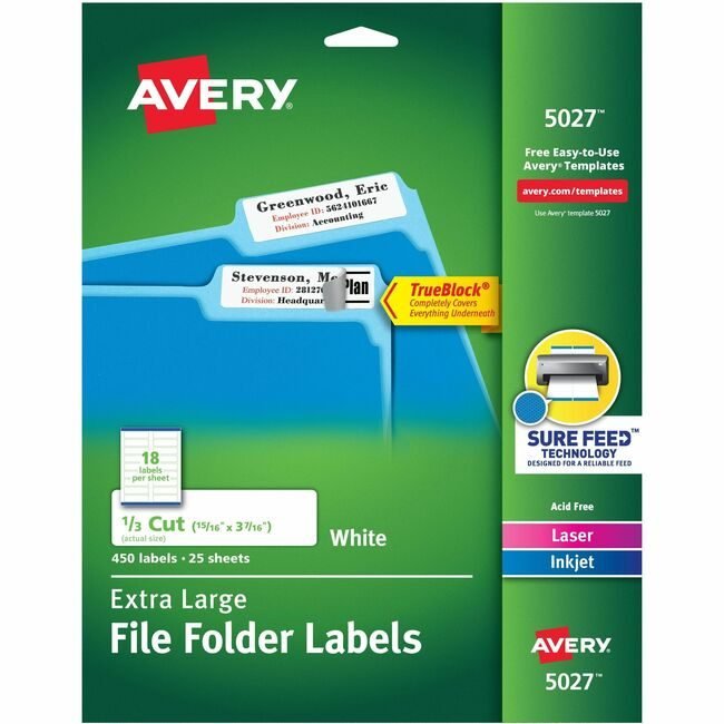 Avery Products Corporation Label Fldr Xlrg Lsr/Inkj We AVE5027