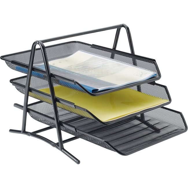 Lorell Tray Three Tier Mesh Black LLR90206