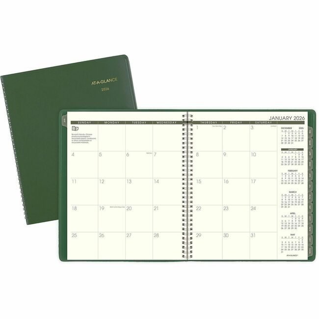 ACCO Brands AT-A-GLANCE Planner Mnth Rcycld 9X11 Green AAG70-260G-60