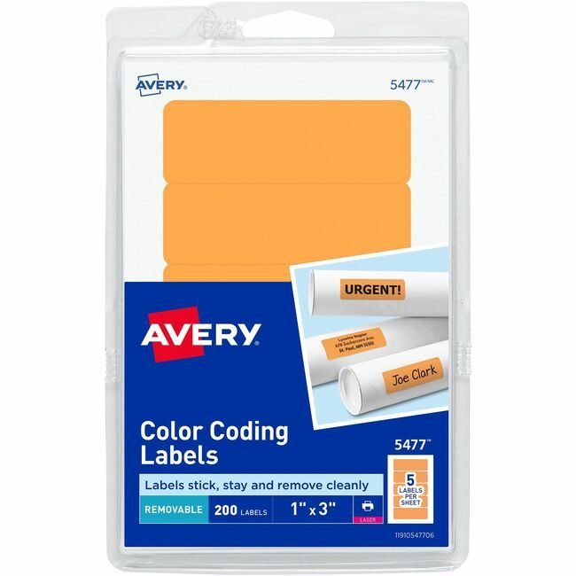 Avery Products Corporation Label Rectangle 1X3 Neonoe AVE05477