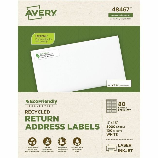 Avery Products Corporation Label Rcycld 1/2X1.75 8000 AVE48467
