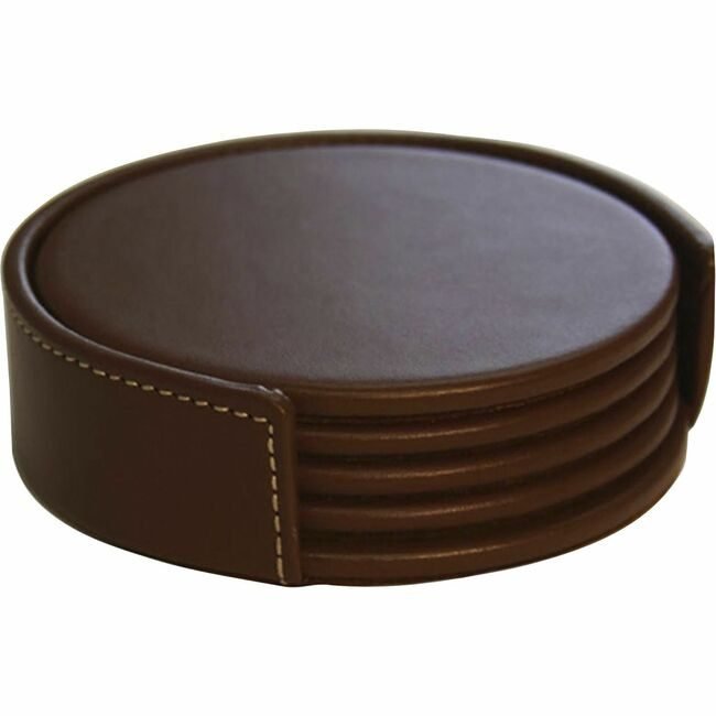 Dacasso Coaster Set Lthr Rustic Bn DACA3245