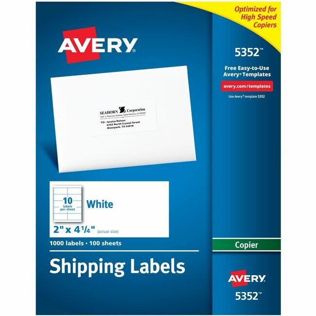 Avery Products Corporation Label Copier 2X4.25 We 1000 AVE5352