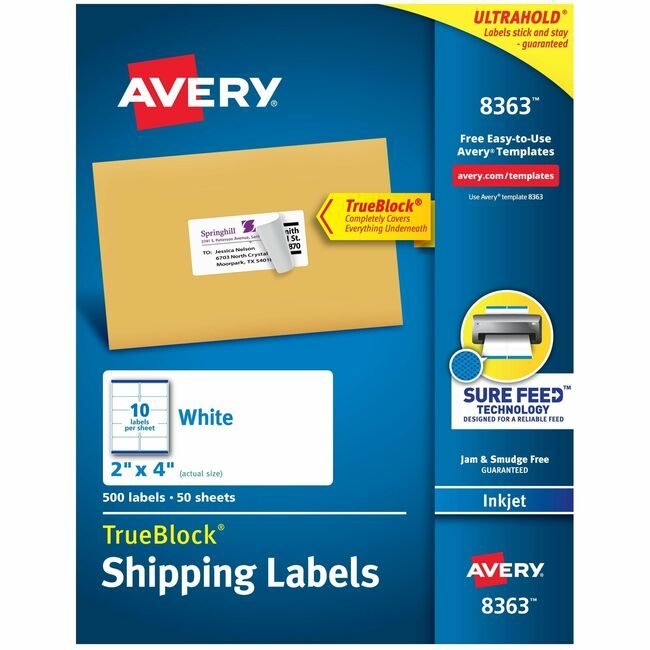 Avery Products Corporation Label Shpg IJ10UP 500 White AVE8363