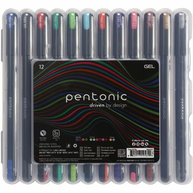 TOPS Products Pentonic Pen Gel Assorted 12/TUB PNTPEN12185