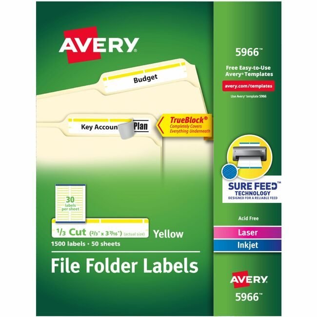 Avery Products Corporation Label Fldr Perm Lsr/Inkj Yw AVE5966