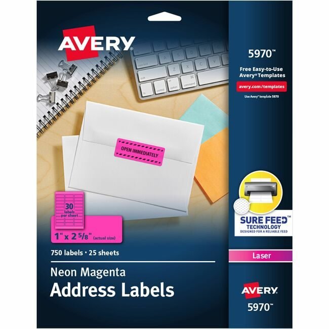 Avery Products Corporation Label Neon Perm 1X2.5 Mgnta AVE5970