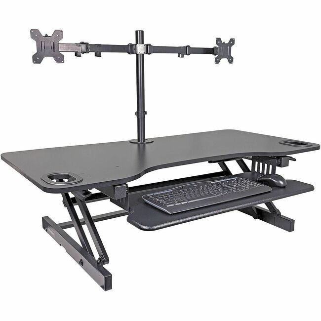 Rocelco Riser Desk 2ARMBNDL 45"W Black RCLRADRB45DM2