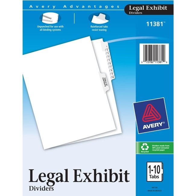 Avery Products Corporation Dividers Legal Sidetab 1-10 AVE11381