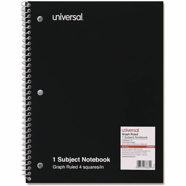 Universal Office Products Notebook Quad Rule Black UNV66630