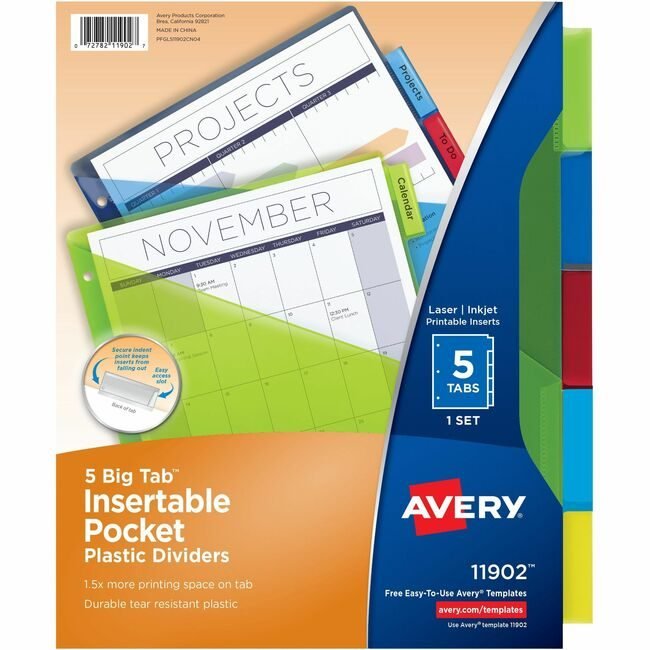 Avery Products Corporation Dividers Insert 5TAB Pocket AVE11902