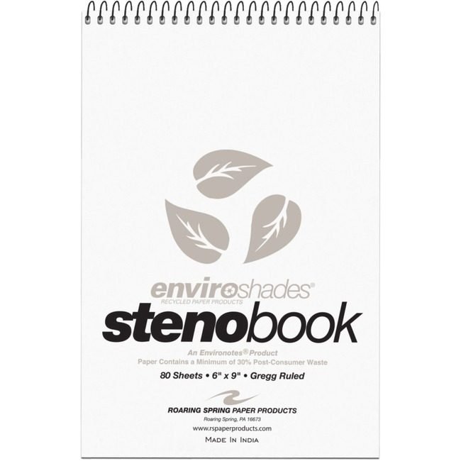 Roaring Spring Paper Products Notebook Steno 6X9 Gray ROA12274
