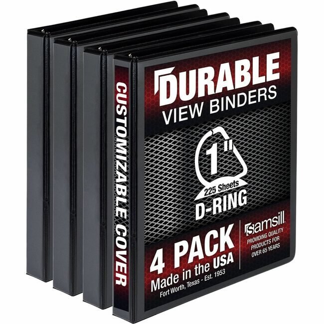 Samsill Binders 1IN 4 Pack Black SAMMP46430