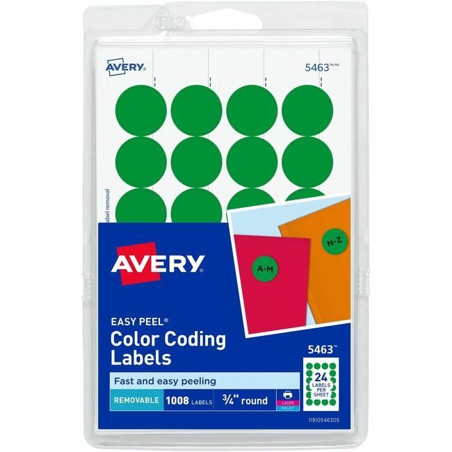 Avery Products Corporation Label Round 3/4"DIA Green AVE05463