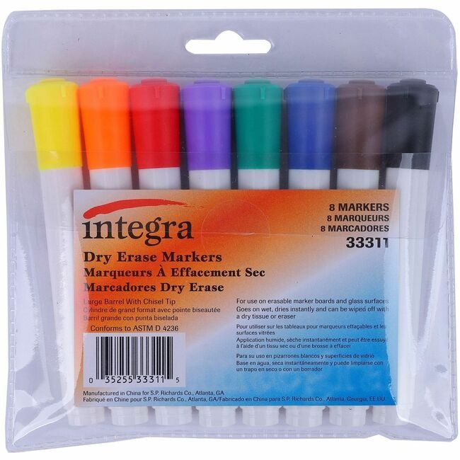 Integra Marker Dryerase Chisel 8 Pack ITA33311
