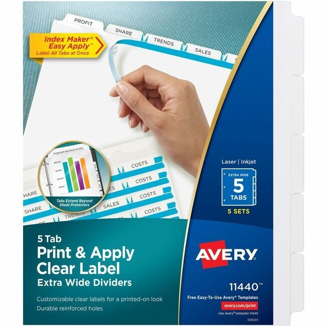 Avery Products Corporation Dividers Index Xtra-Wd 5TAB AVE11440
