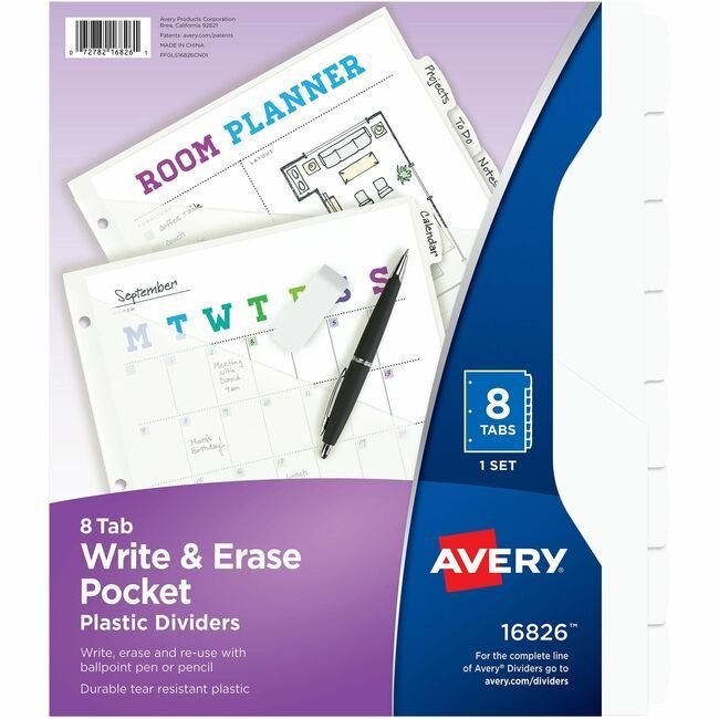 Avery Products Corporation Divider W&E 8TAB White 1ST AVE16826