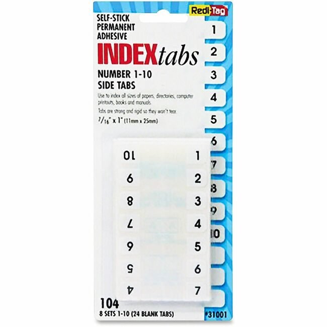 Redi-Tag Tab Numbers 1-10 Side WE104 RTG31001