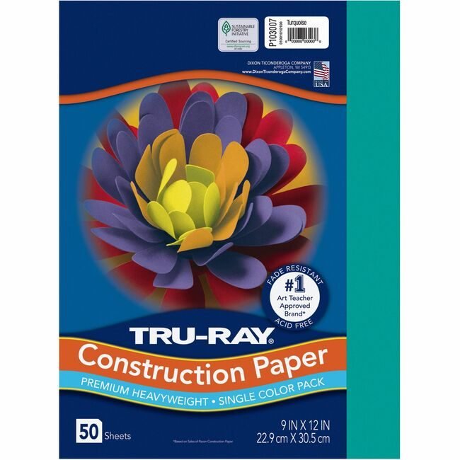 Pacon Corporation Paper Const 9X12 Turqs 50SH PAC103007