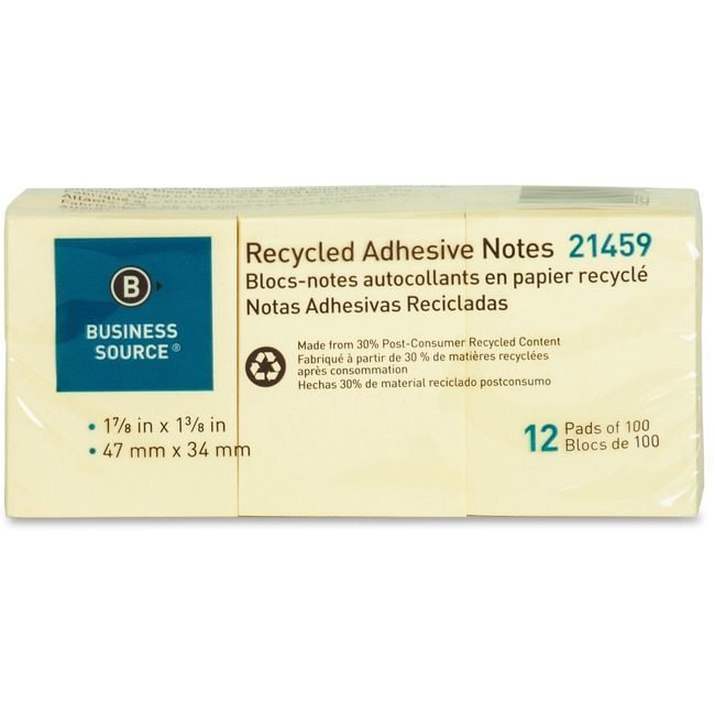 Business Source Notes Adhesive Rcyc 1.5X2 12 Pack BSN21459