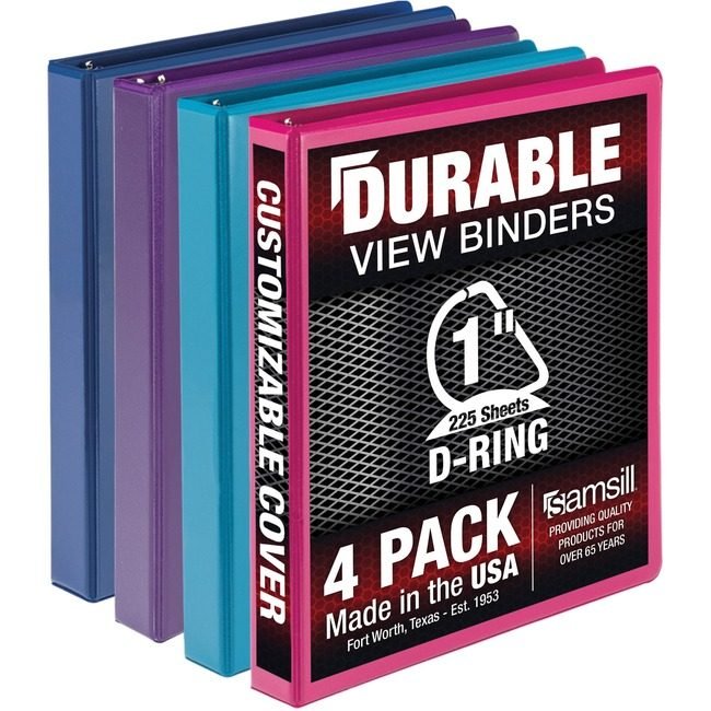 Samsill Binder Dur Vw 1"DR 4 Pack Assorted SAMMP46439