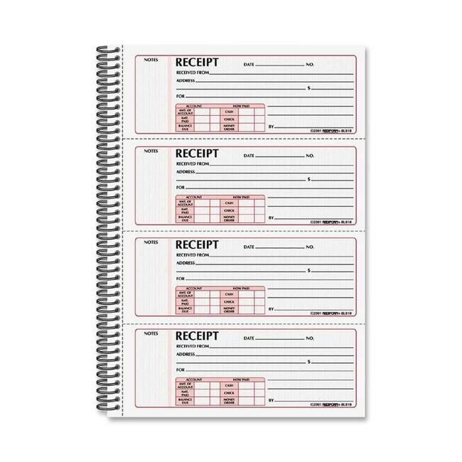 Dominion Blueline, Inc. Schneider Vizz Book Receipt 2PT 4 PER PAGE RED8L810