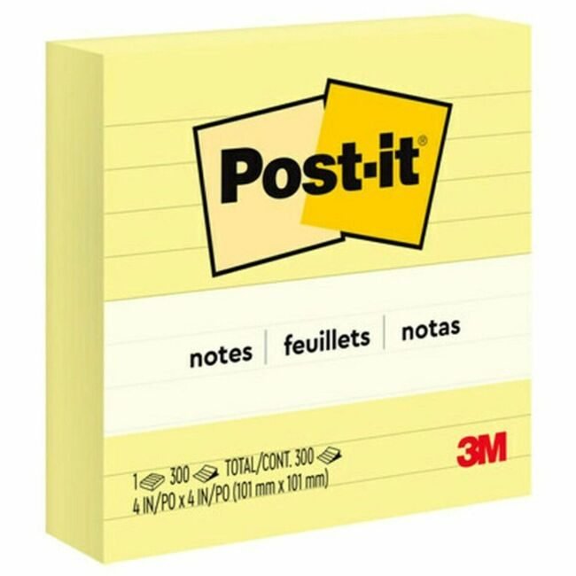 3M Company Note Post-It 4X4 1 Pack Lined MMM675-YL