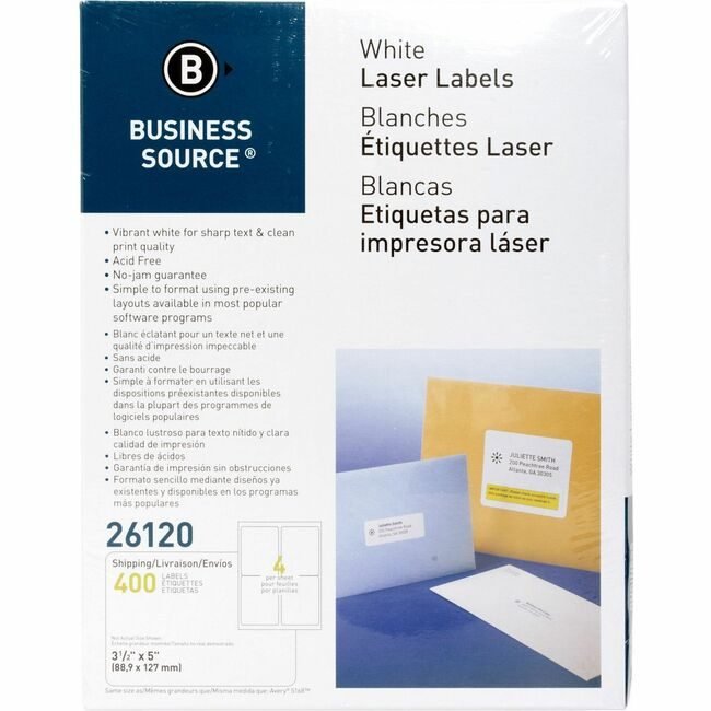 Business Source Label Ij/Lsr 3.5X5 We 400 BSN26120