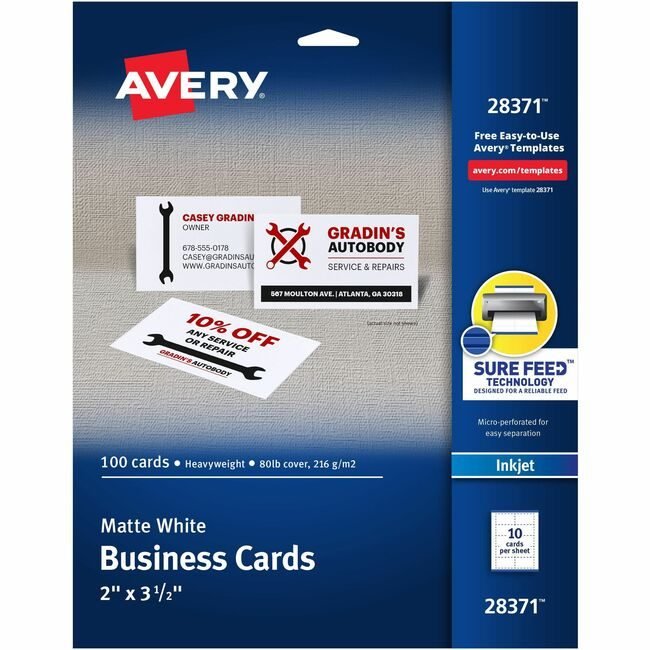 Avery Products Corporation Business Card Ij We 10UP AVE28371