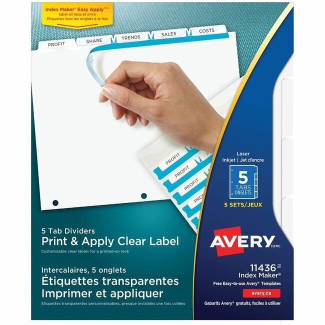 Avery Products Corporation Dividers Index Reg Tab 5TAB AVE11436
