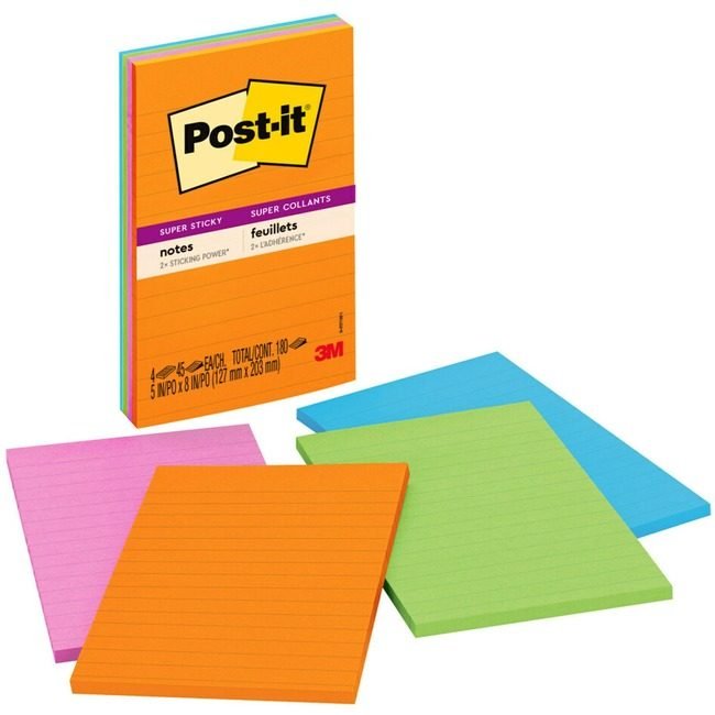 3M Company Note Supr Sticky 5X8 Assorted MMM5845SSUC