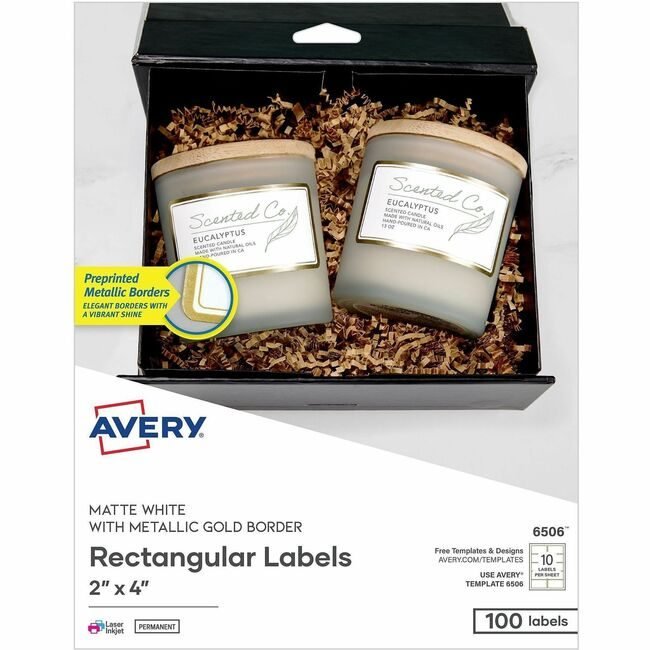 Avery Products Corporation Labels Goldborder 2X4IN AVE06506