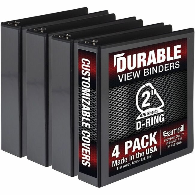 Samsill Binders 2IN 4 Pack Black SAMMP46460