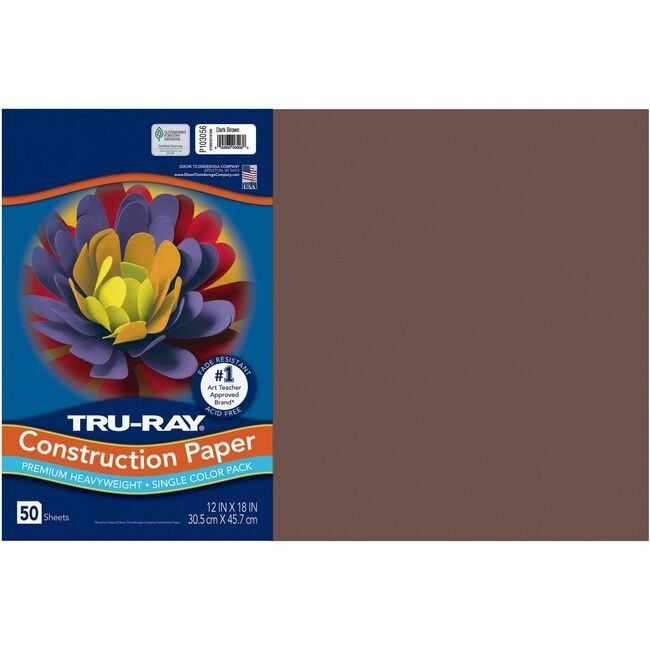 Pacon Corporation Paper Const 12X18 Dkbn 50SH PAC103056