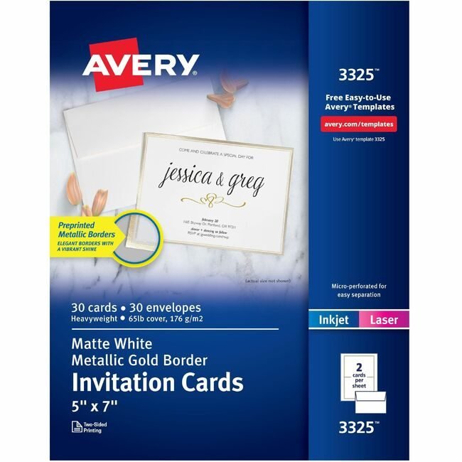 Avery Products Corporation Invitation Goldbrdr 5X7 30 AVE3325