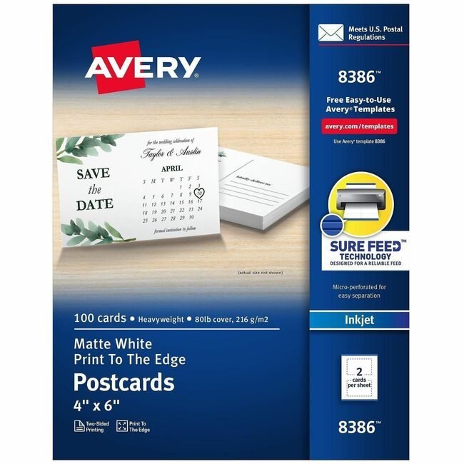 Avery Products Corporation Cards Post Inkjet 4X6 We 50 AVE8386