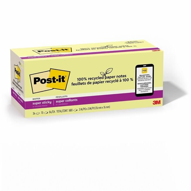 3M Company Supersticky Recycled 3X3 MMM654R24SSCYCP