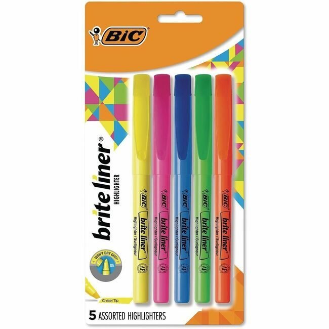 BIC Corporation Highlighter Brtlinr Assorted 5ST BICBLP51W-ASST