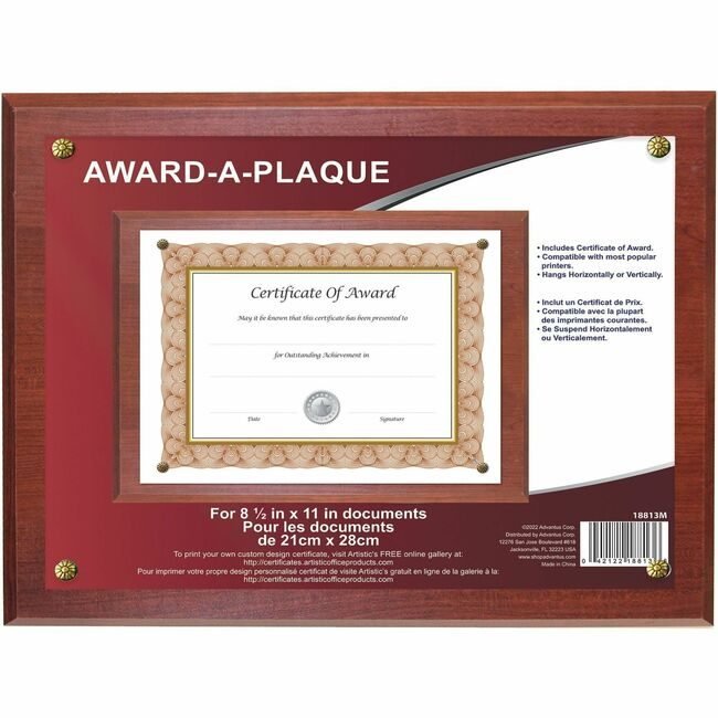 Nu-Dell Manufacturing Plaque Award Mahogany NUD18813M