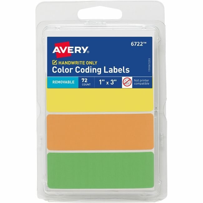 Avery Products Corporation Label Hw Neon 3UP AVE06722