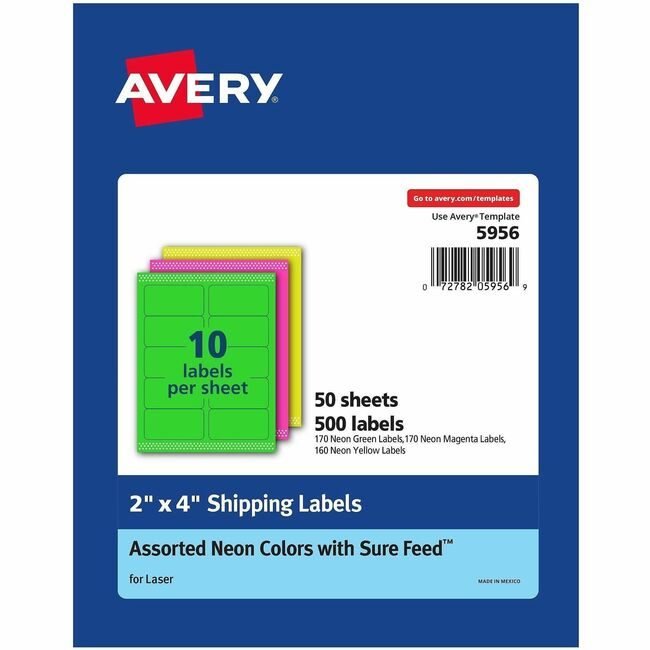 Avery Products Corporation Label Shipping Neon 2X4 Assorted AVE5956