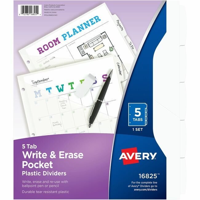 Avery Products Corporation Dividers W&E 5TAB White 1ST AVE16825