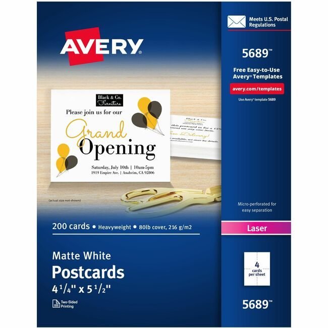 Avery Products Corporation Cards Post Laser 5.5X4.25 AVE5689