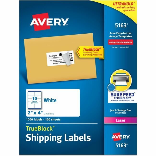 Avery Products Corporation Label Lsr Shippng 2X4 1000 AVE5163