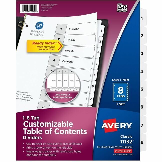 Avery Products Corporation Dividers Index Ready 1-8 AVE11132