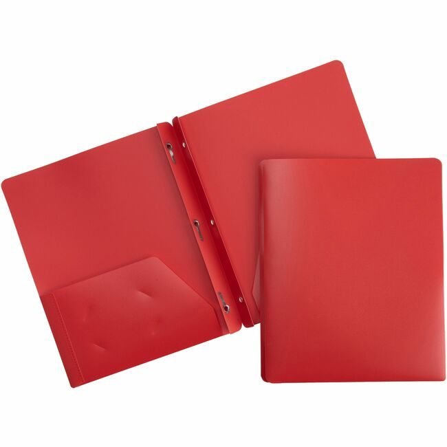 Business Source Folder 2PCKT Poly Fastnr Red BSN20887