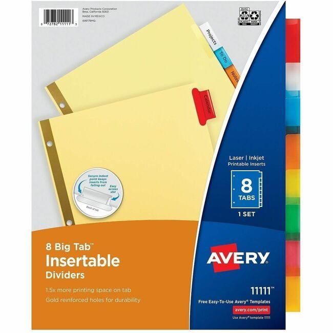 Avery Products Corporation Dividers Insert 8-TAB Multi AVE11111