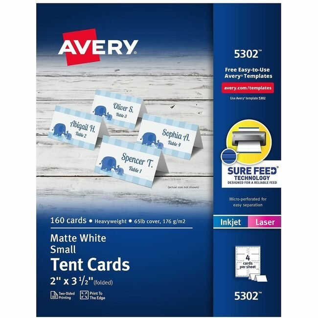 Avery Products Corporation Cards Tent Lsr/Inkj 2.5X3.5 AVE5302