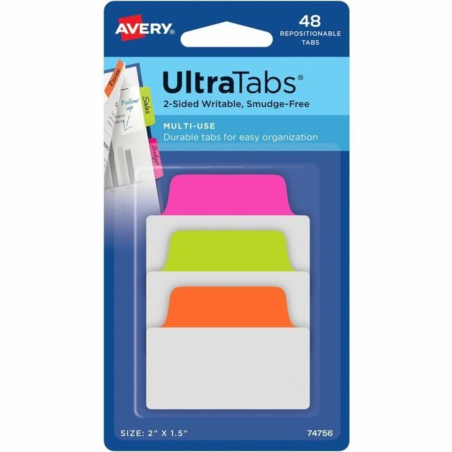 Avery Products Corporation Tabs Ultra 2" Neon 48 Pack AVE74756