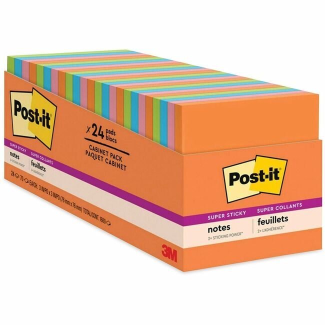 3M Company Notes Suprstky 3X3 24 Pack Assorted MMM65424SSAUCP
